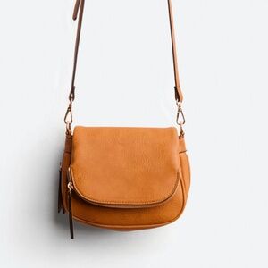 Moda Luxe Henri Tan Foldover Crossbody Bag Faux Leather